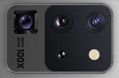 A look at the rumoured rear-facing camera array of the Galaxy S20 Ultra. (Image source: @BenGeskin &amp; @ishanagarwal24)