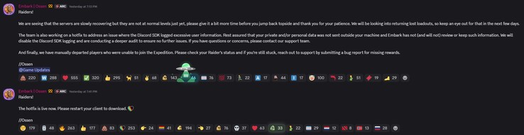 Update on the Discord issue. 