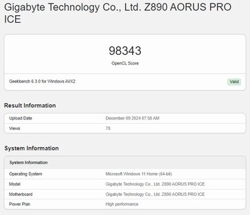 Intel Arc B580 OpenCL performance. (Image source: Geekbench)