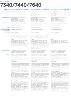 Dell Latitude 7340, 7440, and 7640 - Specifications. (Source: Dell)