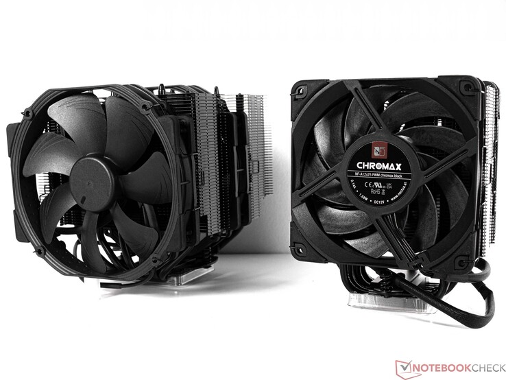 Noctua NH-D15 (left) and Noctua NH-U12A (right) each in the Chromax Black Edition