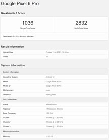 Pixel 6 Pro. (Image source: Geekbench)