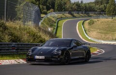 The Porsche Taycan prototype seen at the Nürburgring track (Image Source: Porsche)