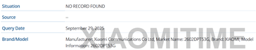 GSMA database listing showing model numbers for Xiaomi 17T (Image source: XiaomiTime)