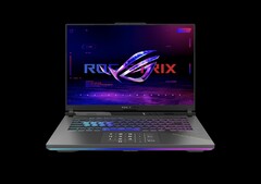 The ASUS Strix G16 gaming laptop features a black chassis with an undeniably gamer aesthetic