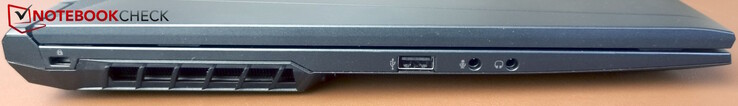 Left: Kensington, USB-A 2.0, microphone, headphone/mic jacks