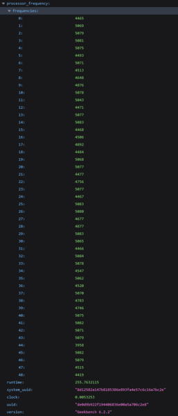 Intel Core Ultra 7 255H Geekbench frequency (image source: Geekbench)