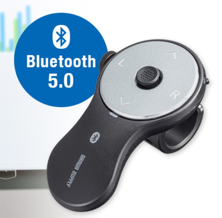 The Sanwa Finger Mouse connects to devices over Bluetooth 5.0 connections. (Image source: Sanwa Supply)