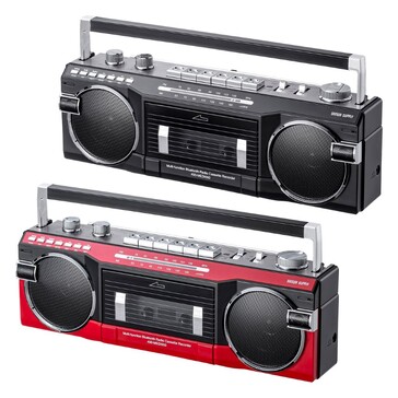 The Sanwa multifunction boombox is available in black and red. (Image source: Sanwa Supply)