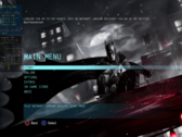 Arkham Origins main menu showing Batman and the Online option in ARMSX3.