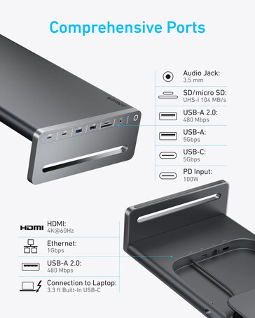 The rumored Anker USB-C Docking Station (10-in-1, Monitor Stand). (Image source: u/joshuadwx via Reddit)