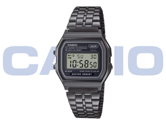The Casio Vintage A158WETB-1A (pictured) has a black chrome-plated case. (Image source: Casio)