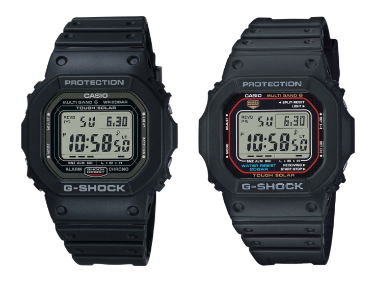 The Casio G-Shock GW5000U-1 watch (left) and the GWM5610U-1 watch (right). (Image source: Casio)