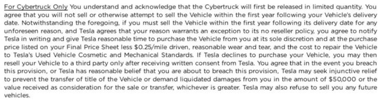 Cybertruck's resale ban clause has seemingly been reactivated for early orders
