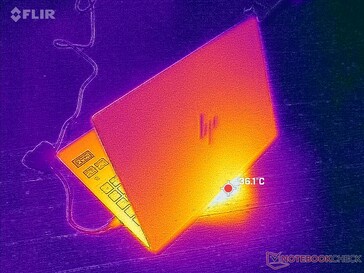 Waste heat exits from the rear and upwards towards the front of the display