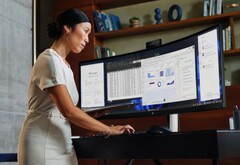 HP&#039;s latest 49-inch monitor features a retractable webcam. (Image source: HP)