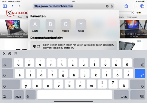 Keyboard in landscape mode