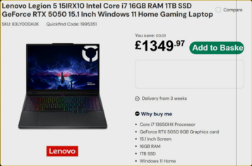 Lenovo Legion 5 specs and price (Image Source: Laptops Direct)
