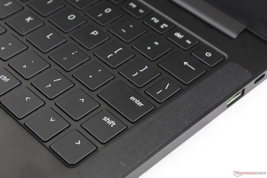 Speaker grilles at the expense of some shorter keyboard keys Speaker grilles at the expense of some shorter keyboard keys
