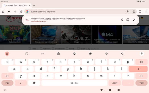 Keyboard horizontal
