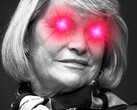 U.S. Senator Cynthia Lummis with her signature laser eyes.