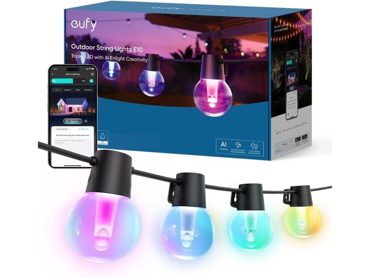 The AI feature on the Eufy E10 lights allows you to input your lighting preferences, and it generates different lighting themes. (Image source: Eufy/Amazon)