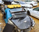 Damaged Tesla at a salvage yard (Image source: Notebookcheck)