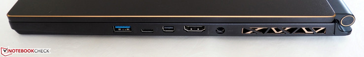 Right-hand side: USB Type-A 3.1, USB Type-C Thunderbolt, Mini DisplayPort, HDMI, DC-IN