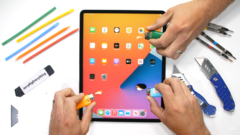 The iPad Pro&#039;s new screen got more time with the lighter than usual. (Source: YouTube)