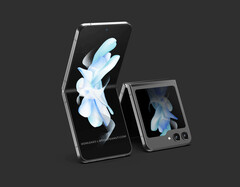 The Galaxy Z Flip5 will have a more usable cover display than earlier Galaxy Z Flip models. (Image source: @OnLeaks &amp; MediaPeanut)