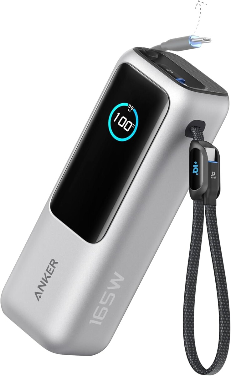 The new light silver version of the Anker Zolo Power Bank (25K, 165W, Built-In and Retractable Cables). ((Image source: Anker)