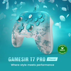 The GameSir T7 Pro features a a floral-patterned matte shell and semi-transparent design (Image source: GameSir)