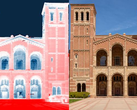 A thermal infrared image of UCLA's Royce Hall. The white to pale red color transition shows the heat being absorbed from the ground (red). The excess heat radiates up to the cold sky, depicted with blue. (Image source: Raman Lab/UCLA)