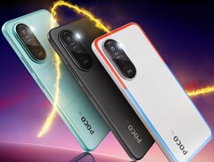 Poco M7 Plus in Aqua Blue, Carbon Black, and Chrome Silver. (Image source: Poco)
