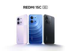 The Redmi 15C 5G is available in midnight blue, dusk purple, and midnight black colorways (Image source: Redmi)