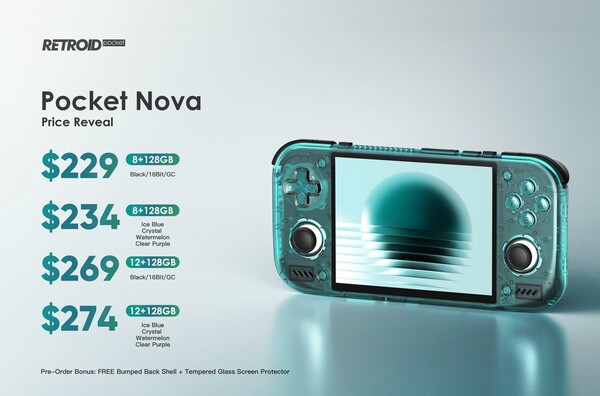 The Retroid Pocket Nova is available in two configurations and seven colors.
