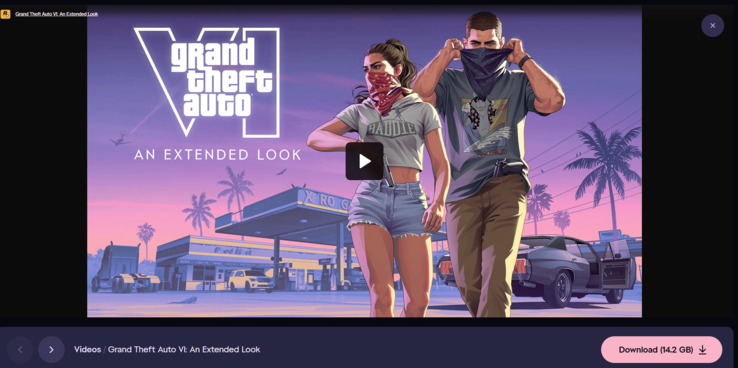 The 26-minute Extended Look gameplay video for GTA 6 is now available as a direct 14.2GB download.