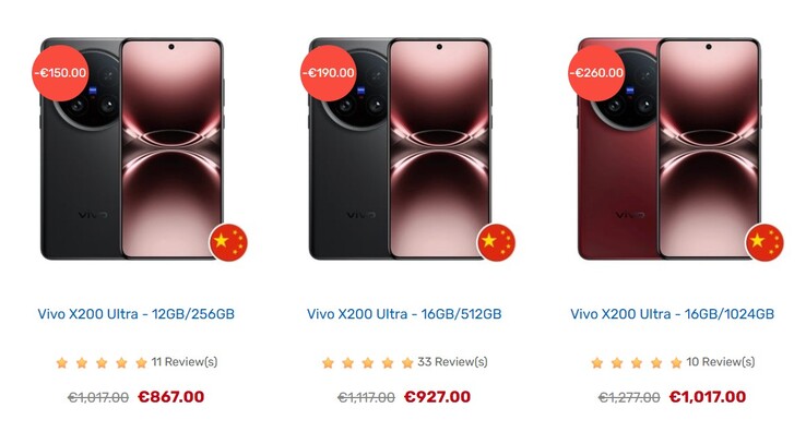 Import prices for the Vivo X200 Ultra on Tradingshenzhen in mid-July 2025