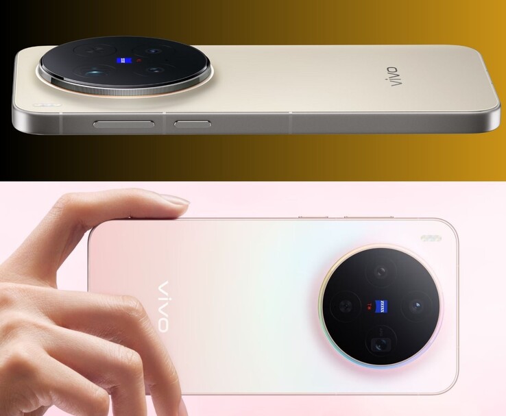 Vivo X300 Pro (top) and X300 (bottom) showing gold and pink finishes with circular Zeiss camera modules (Image source: Vivo)
