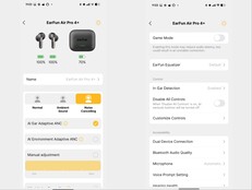 EarFun Audio app and its settings