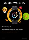 The iQOO Watch 5 smartwatch can run for up to 22 days. (Image source: iQOO via Weibo, machine translated)