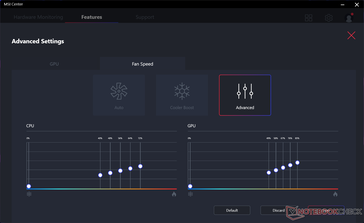 Extreme performance mode has three separate fan settings: Auto, Cooler Boost (or maximum), and Advanced (or manual)