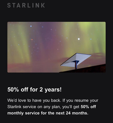 The 50% Starlink monthly fee discount offer in the US. (image source: Sam Miller/FB)