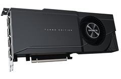 The Gigabyte GeForce RTX 3090 TURBO 24G is a blower and dual-slot card. (Image source: Gigabyte)