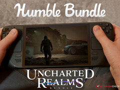 The Uncharted Realms bundle will remain active until August 23, 2025. Pictured: Steam Deck running Fort Solis. (Image source: Notebookcheck, Steam, and Humble Bundle - edited)