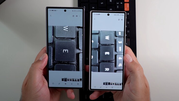 A direct comparison of the ultra-wide-angle cameras of the Galaxy Z Fold SE (left) and Galaxy Z Fold 6 (right) makes the difference clear.