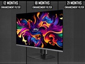 The MSI MPG 321URX is a 32-inch 4K QD-OLED gaming monitor with a 240 Hz refresh rate. (Image source: MSI, Monitors Unboxed on YouTube, edited)