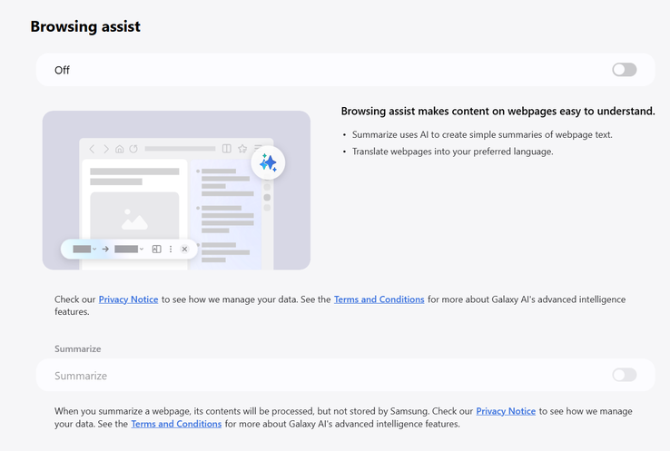 Attempting to enable Browsing assist brings up a