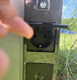 The backup power sockets with the on/off switch above them.