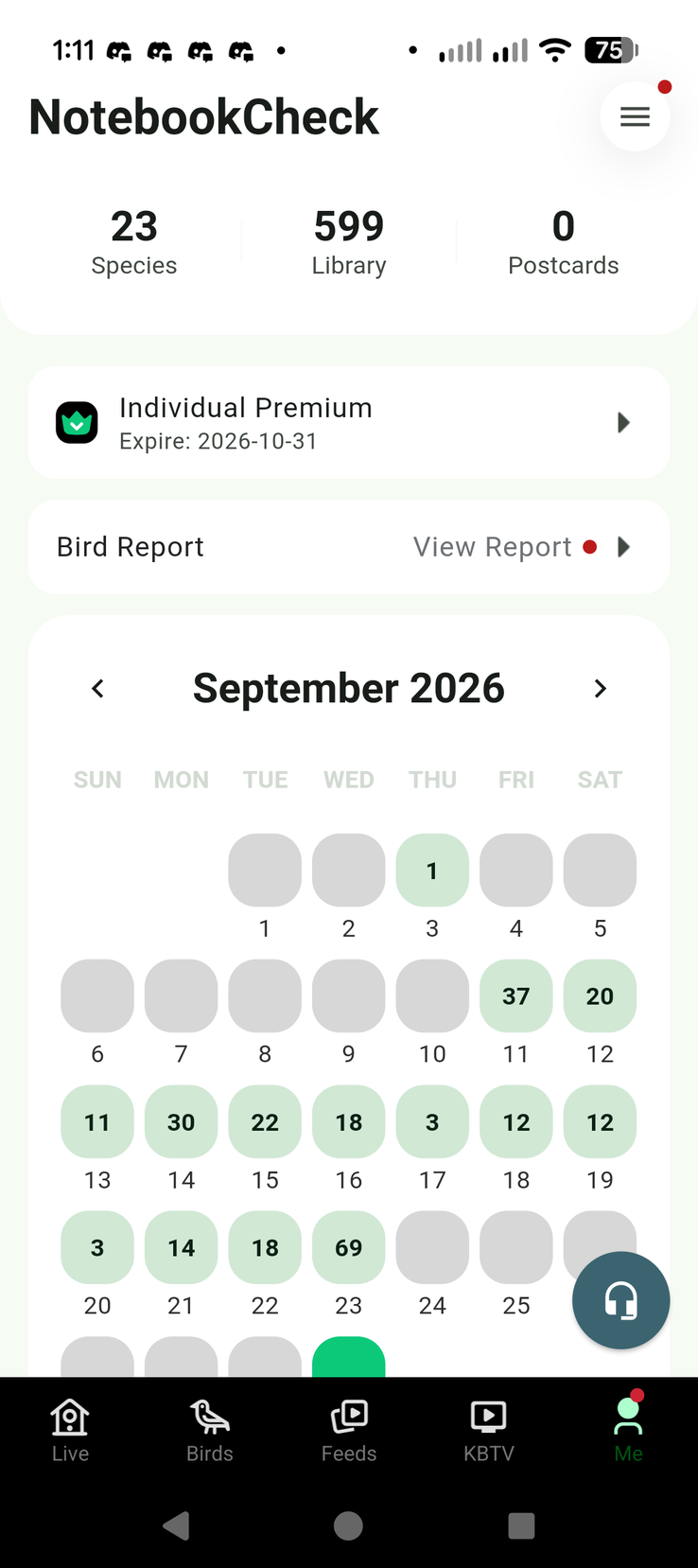 Activity calendar